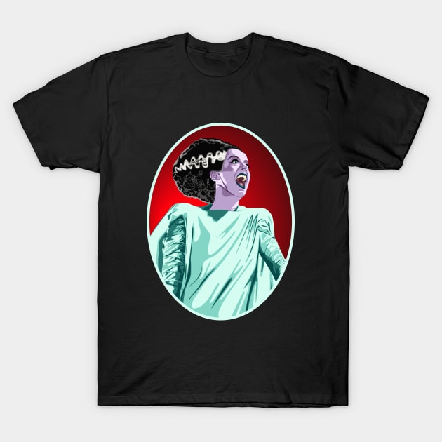 Bride of Frankenstein Portrait T-Shirt by PlaidDesign